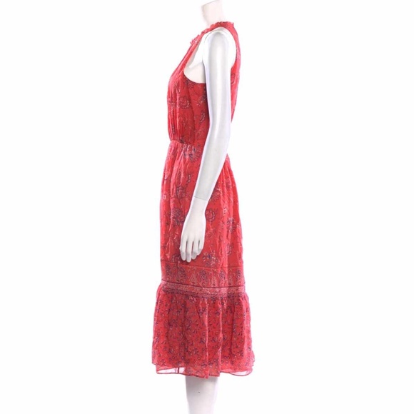 JOIE . Chara Dress NWOT size XS 100% SILK sleeveless  midi red paisley - Picture 6 of 7